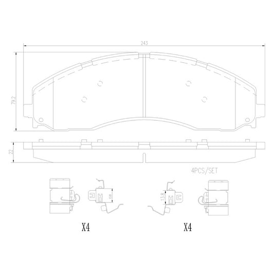 BRE-P24214 BALATAS (9249-D2018)(R.D.R.T.)(LM) F-450 SUPER DUTY BASE 2017/2021 F-450 SUPER DUTY XL 2017/2021 F-550 SUPER FORD