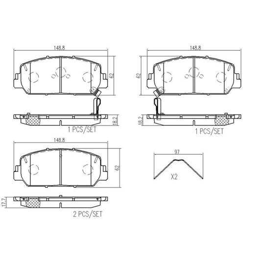 BRE-P28096 BALATAS (8840-D1832)(R.D.)(LM) ACCORD SPORT MEX 2016/2017 HONDA