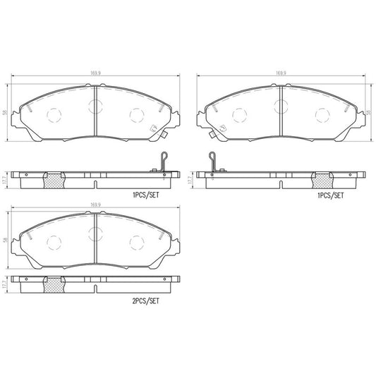 BRE-P28105 BALATAS (8396-D1723)(R.D.)(LM) PILOT ELITE 2016/2021 PILOT EX 2016/2021 PILOT EX-L 2016/2021 PILOT LX 2016/2 ACURA