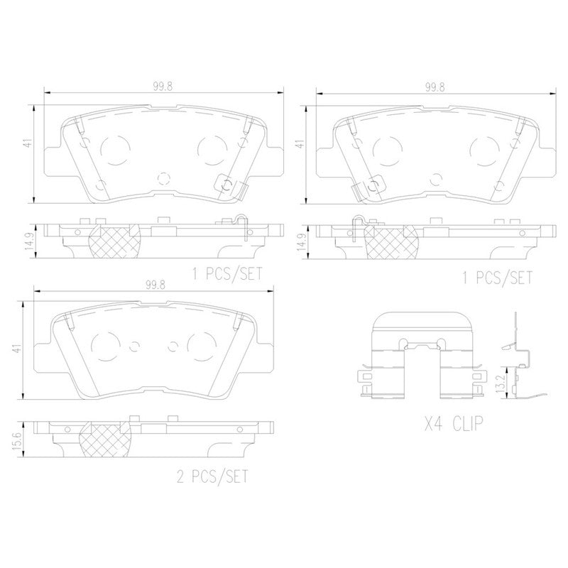 BRE-P30101N BALATAS (8428-D1812)(R.T.)(CE) HYUNDAI ACCENT 2019/2018 ELANTRA 2017/2019 KIA RIO 2018/2019 SOUL 2017/2019 HYUNDAI