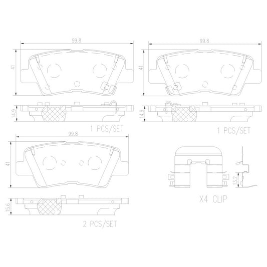 BRE-P30101N BALATAS (8428-D1812)(R.T.)(CE) HYUNDAI ACCENT 2019/2018 ELANTRA 2017/2019 KIA RIO 2018/2019 SOUL 2017/2019 HYUNDAI