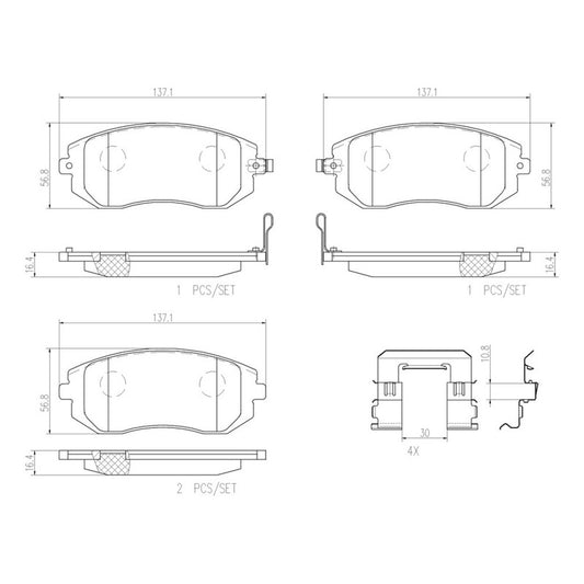 BRE-P78013 BALATAS (D929-7880)(R.D.)(LM) SUBARU FORESTER 2003/2010 IMPREZA 2008/2013 LEGACY 2007 LEGACY 2009 OUTBACK 20 SUBARU