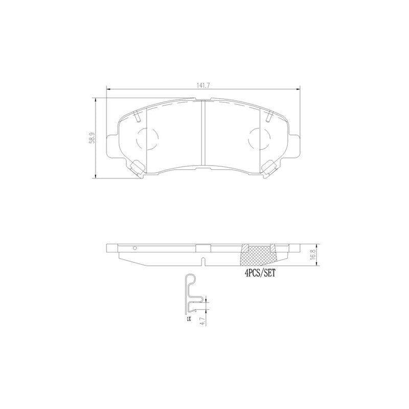 BRE-P79028N BALATAS (D1374-8449)(R.D.)(CE) ROGUE ADVANCE 2012/2014 ROGUE EXCLUSIVE 2012/2014 ROGUE SENSE 2012/2014 ROGUE NISSAN