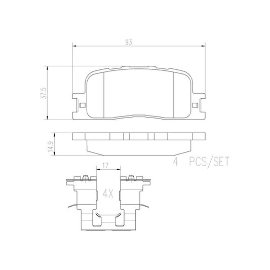 BRE-P83088 BALATAS (D885-7762)(R.T.)(LM) TOYOTA CAMRY 2026/2006 HIGHLANDER 2001/2003 TOYOTA