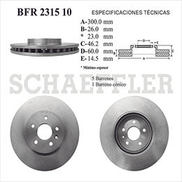 RV-BFR231510 DISCO Y ROTOR DE FRENOS CHEVROLET TRAX 2013-> BUICK ENCORE 2014-> GENERAL MOTORS