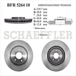 RV-BFR526410 DISCO Y ROTOR DE FRENOS XTRAIL 2015/19 (3 FILAS DE ASIENTOS) (320.0 MM DE DIÁMETRO) NISSAN