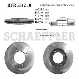 RV-BFR531210 DISCO Y ROTOR DE FRENOS R.D. TOYOTA AVANZA 16/19 TOYOTA