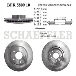 RV-BFR580910 DISCO Y ROTOR DE FRENOS 3 2.5L 2014/18 (UNIDADES ARMADAS EN JAPÓN) CX/3 2016/19 (295.0 MM DE DIÁMETRO) MAZDA