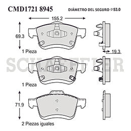 RV-CMD17218945 BALATAS 8945-D1721 500L DEL15/16 FIAT