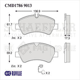 RV-CMD17869013 BALATAS 9013-D1786 (CE) R.T. TRANSIT VAN/CHASIS 2014/18 FORD