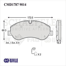 RV-CMD17879014 BALATAS 9014-D1787 (CE) R.D. TRANSIT VAN/CHASIS 2014/18 FORD