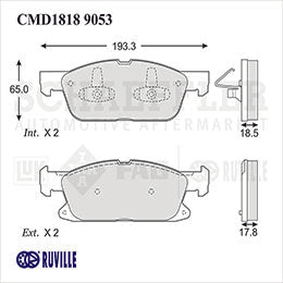 RV-CMD18189053 BALATAS 9053-D1818 (CE) R.D. EDGE 2016/18 LINCOLN MKX 2016/18 FORD