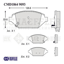 RV-CMD18649093 BALATAS 9093-D1864 (CE) R.D. SPARKL 2016/18 GENERAL MOTORS